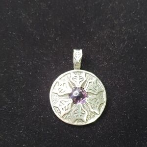 Pewter Talisman Wolf Amythyst Pendant